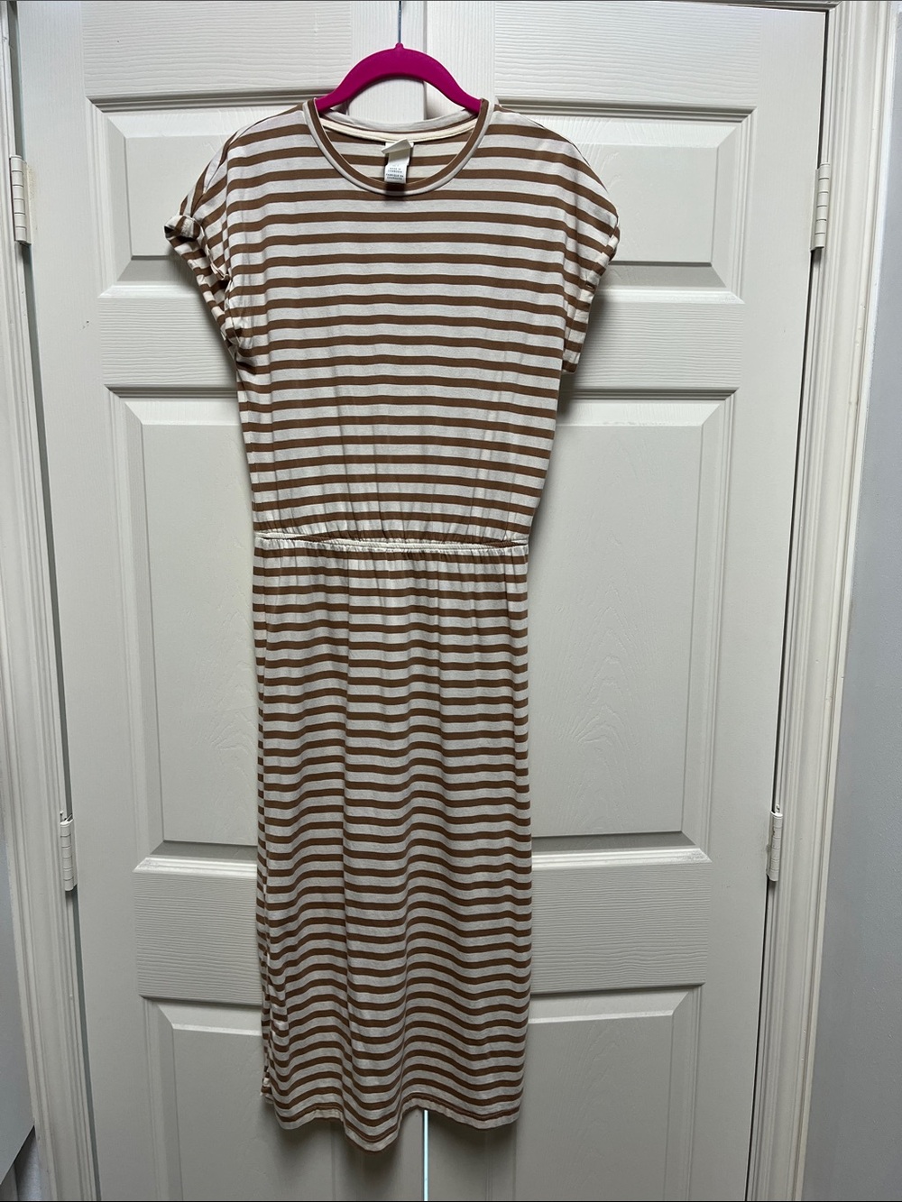 H&M Brown and Ivory Striped Midi Dress